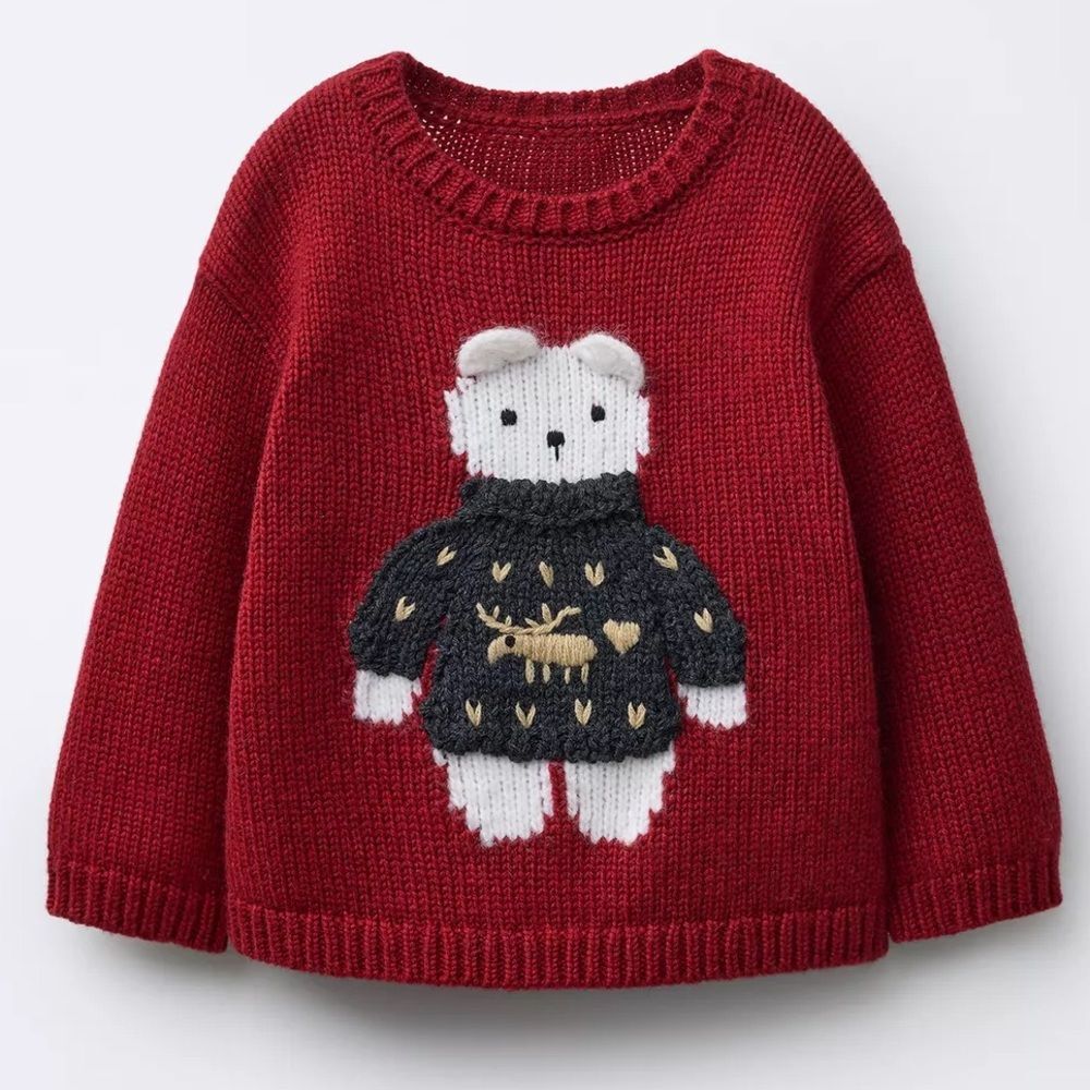 ZARA WOOL KNIT JUMPER WITH EMBROIDERED MOUSE